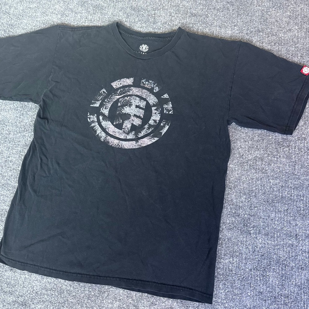 Y2K Element Skate Graphic T Shirt Men's Classic Logo Black Palm Tree Logo Tee LG